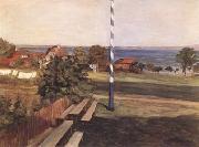 Leibl, Wilhelm Landscape with Flagpole (mk09) Sweden oil painting reproduction